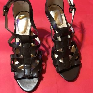 Dark Brown Leather Strappy Sandals